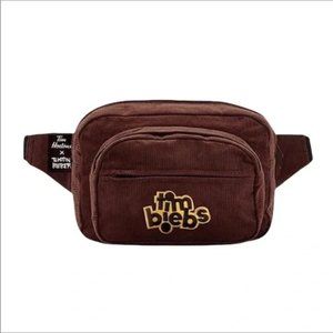 TIMBIEBS JUSTIN Bieber x Tim Hortons belt bag fanny pack brown corduroy OS BNWT